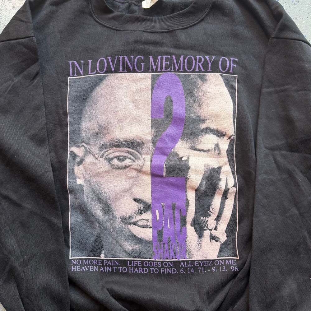 Vintage 90s Tupac Shakur In Loving Memory Memorial Rap Crewneck Sweatshirt XL - Picture 2 of 7